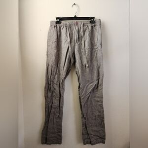 Swami Linen Blend Pants Elastic Waist Relaxed Gray Medium